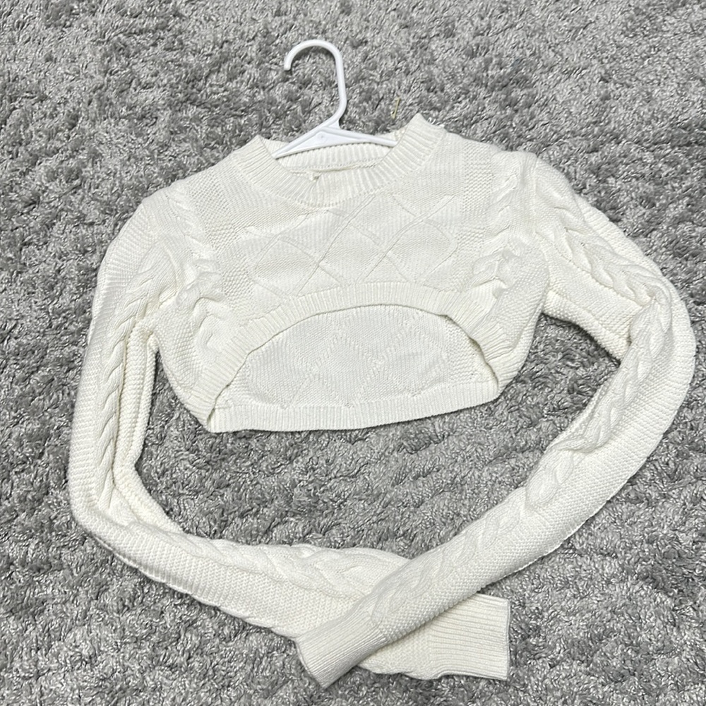 Cropped white sweater.